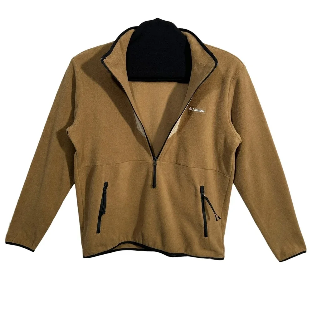 Columbia Mens Sequoia Grove Half Zip Fleece Pullover Jacket S Tan/Brown/Black